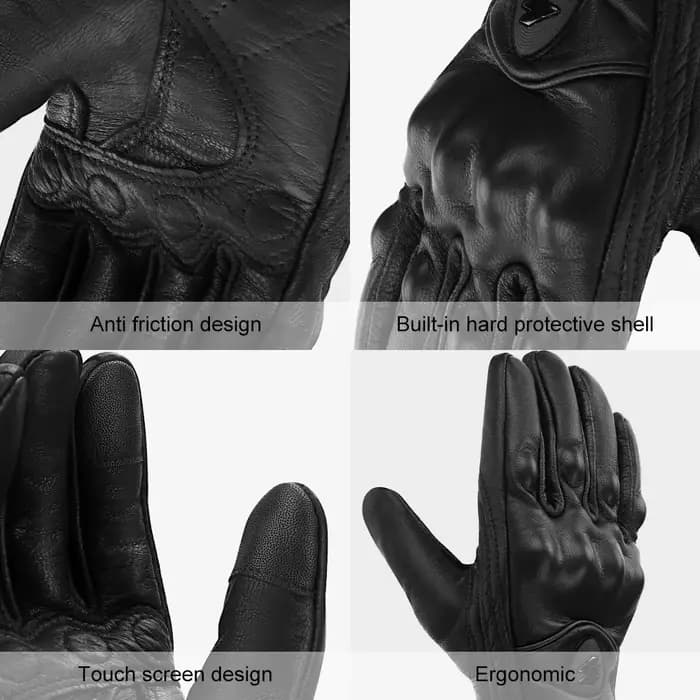Gants de moto en cuir pour hommes et femmes