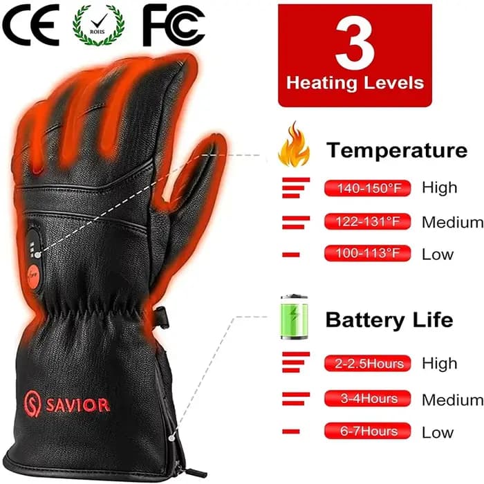 Savior – gants chauffants électriques en cuir