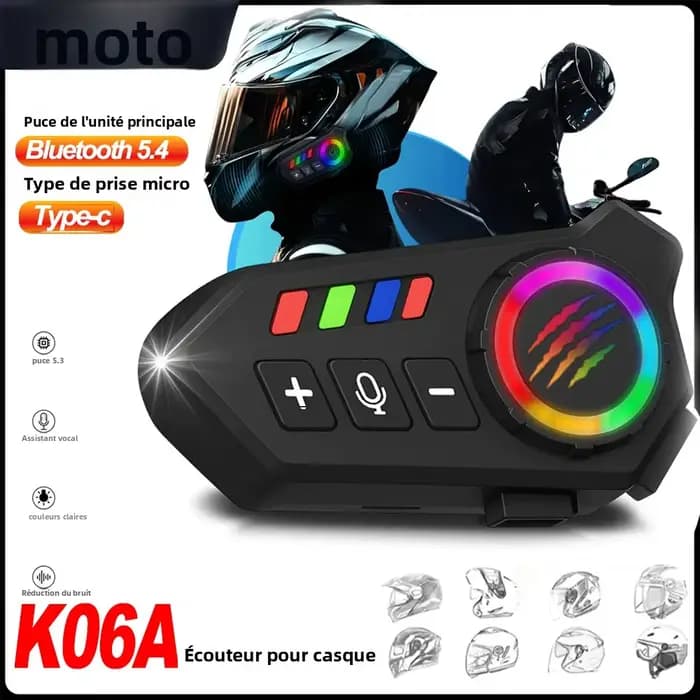 Casque de moto intelligent, casque avec suppression du bruit stéréo Hi-Fi, commande vocale, lecture et appels de musique mains libres