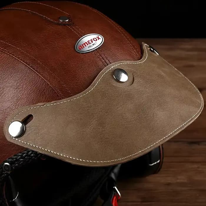 Casque de moto vintage en cuir PU