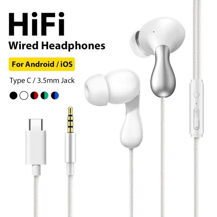Écouteurs filaires USB Type C avec Microphone, 3.5mm, pour Samsung iPhone 17, Xiaomi, Huawei, Oppo, casque de contrôle de ligne HiFi