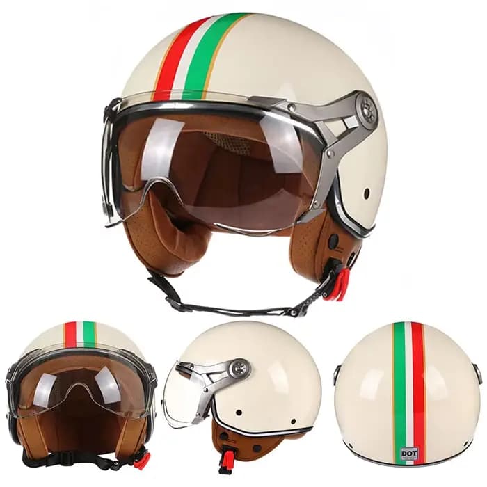 3/4 Casque De Moto visage ouvert ECE DOT approuvé hommes femmes rétro Chopper Vintage