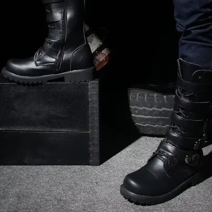 Bottes de moto en cuir pour hommes