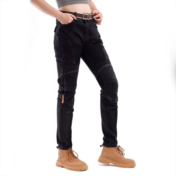 Jeans de moto pour femmes d'été avec ventilation en maille, pantalon de motocross respirant