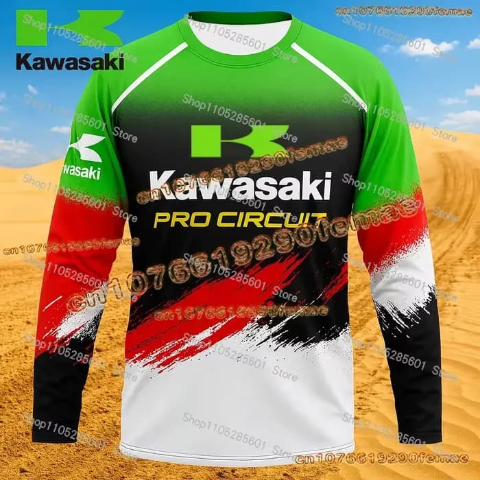 Haut à manches longues Kawasaki Racing Off-Road Motorcycle 2026 pour homme