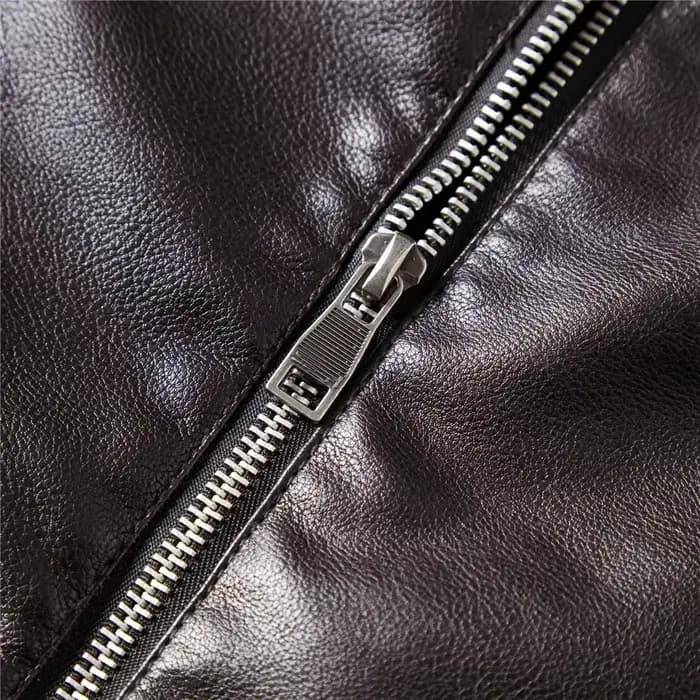 Veste en cuir doublée de fourrure pour hommes