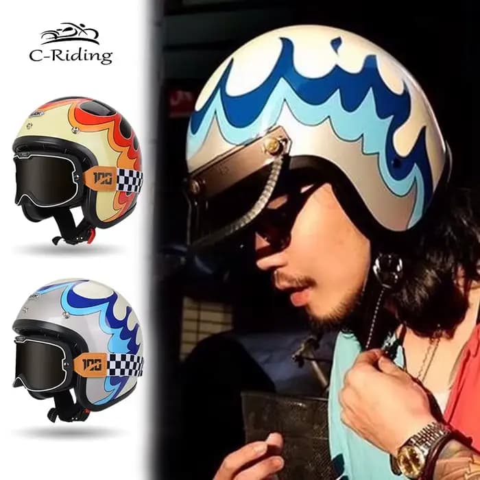 Casque de moto à visage ouvert pour homme