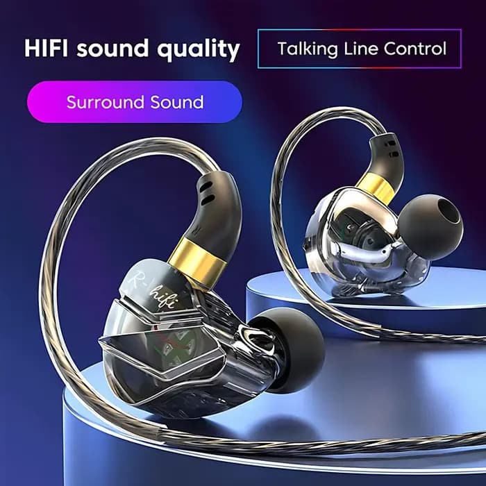 Écouteurs filaires hi-fi 3.5MM AUX/Type C Jack 9D Surround avec micro intra-auriculaires casques de musique transparents pour Samsung Android pour iPhone