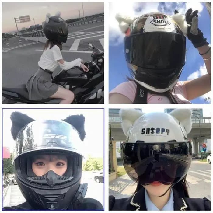 Décoration de casque de moto avec oreilles de chat