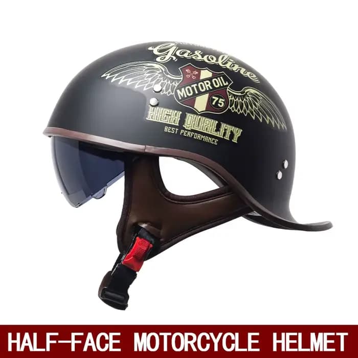 Casque de moto demi-casque d'été pour hommes avec miroir interne