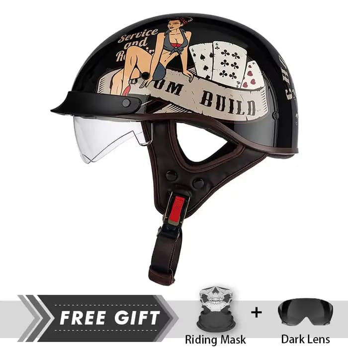 Casque de moto demi-visage pour hommes et femmes