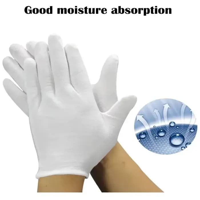 12 paires de gants de travail en coton blanc pour mains sèches, manipulation de films, bijoux, inspection de l'argent, usage domestique et nettoyage