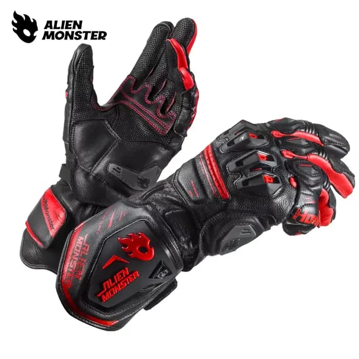 Gantelet gants de moto hommes vert course Guantes femmes rouge longue manchette en peau de mouton gant route
