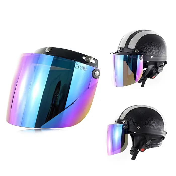 Visière de moto à 3 boutons-pression