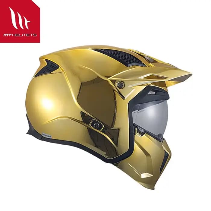 Nouveaux casques modulaires Mt Streetfight M-Xxxl or massif/argent dégagement rapide galvanoplastie Motocross 3/4 casque ouvert brillant