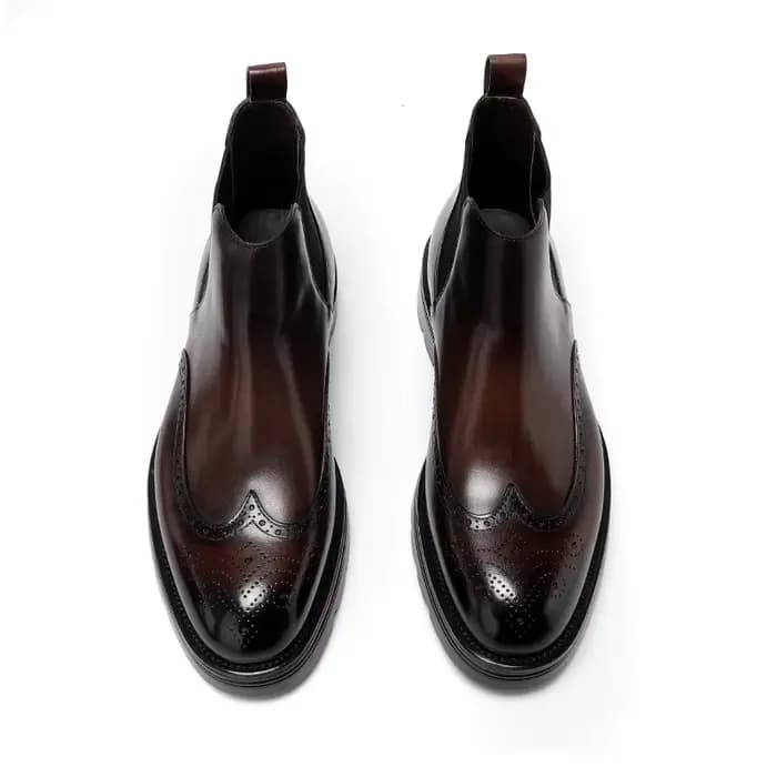 Botte haute pour hommes avec cuir gaufré