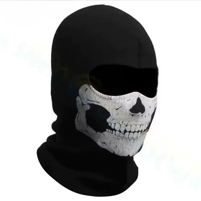 Cagoule de vélo masque complet imprimé crâne moto