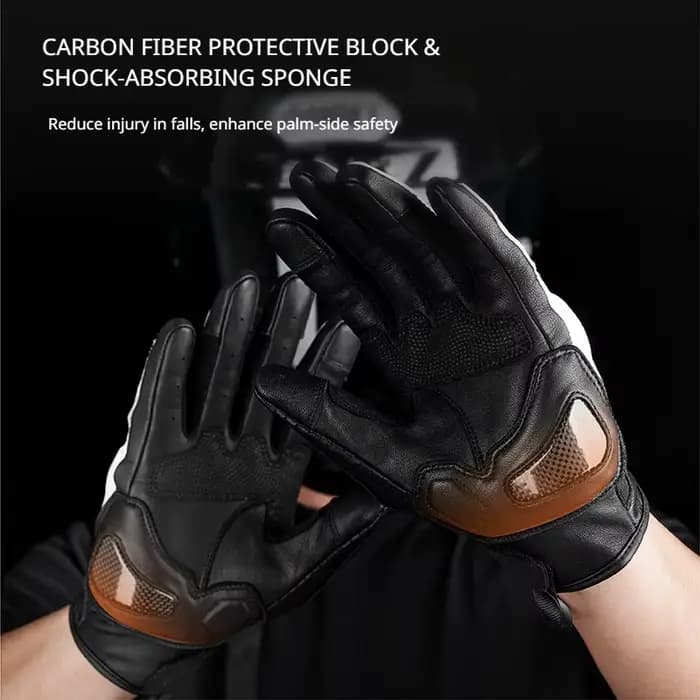 Gants de moto FEHER FT-005 unisexes en cuir véritable