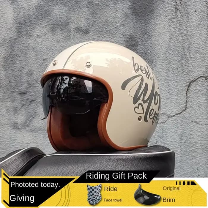 Dernier casque de moto rétro visage ouvert 3/4 Chopper