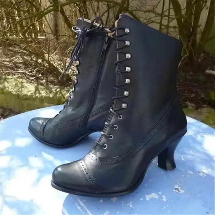 Bottes de moto victoriennes à lacets pour femmes