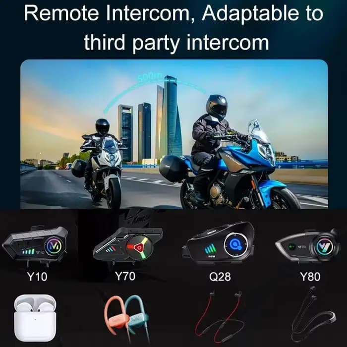 Y12 Pro casque de Moto Interphone V5.4 Kit d'appel mains libres 500M pour 2 cavalier Intercomunicador
