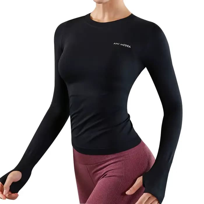 Haut de fitness moulant à manches longues pour femme, t-shirt de yoga, vêtements de course, vêtements d'entraînement, exercice de gym, printemps, automne