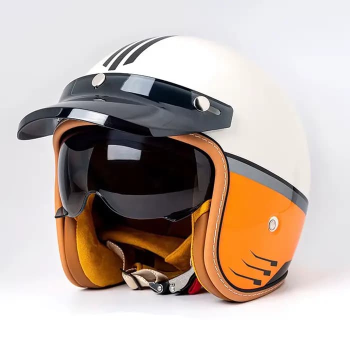 Casque moto rétro trois-quarts
