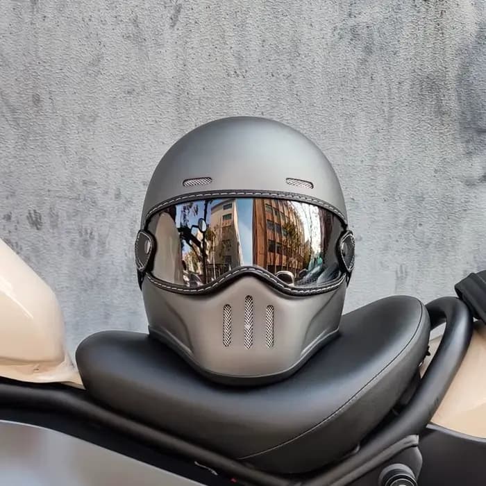 Casque de Moto Rétro à Visage Complet