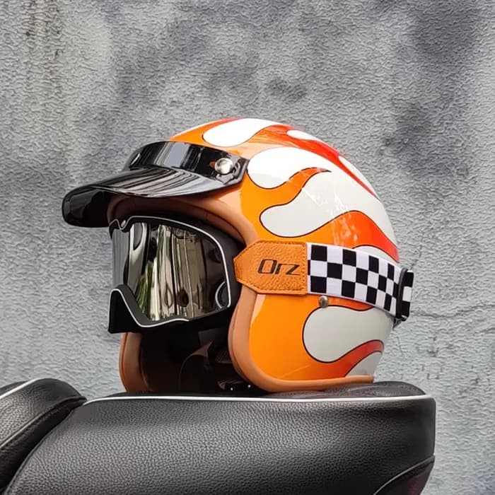 ORZ rétro demi ouvert casque de moto