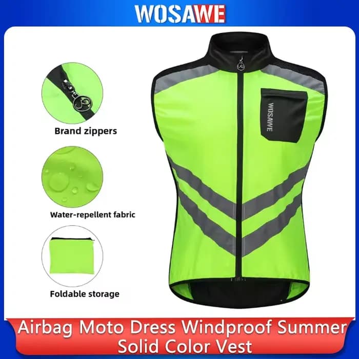 Gilet de moto Airbag coupe-vent d'été couleur unie BL208 en polyester pour cycliste et motard Berserk