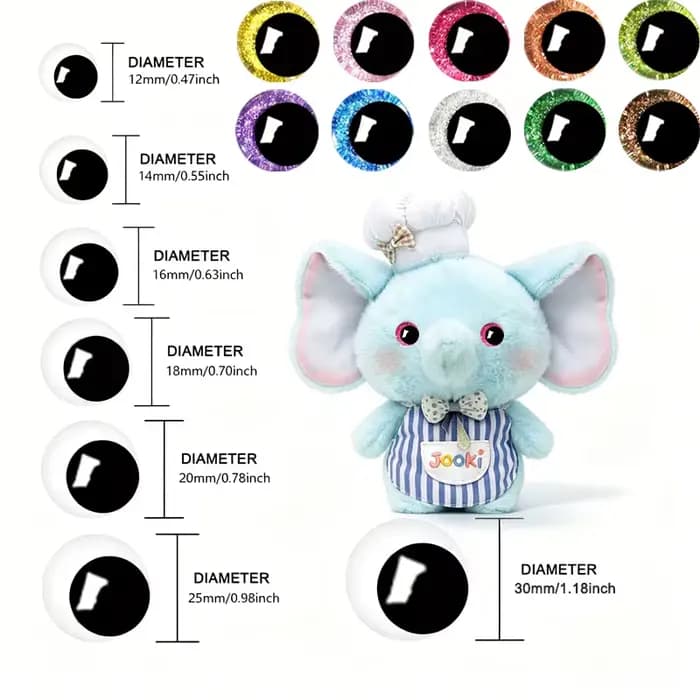 20 pièces d'accessoires pour yeux de poupée à paillettes, yeux Ty Moon, yeux de sécurité pour poupées en peluche avec clips en plastique, effet stéréo 3D, parfaits pour les poupées au crochet faites à