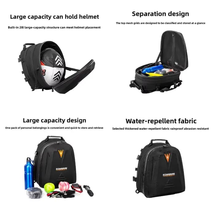 Sac de casque de moto, sac arrière multifonctionnel