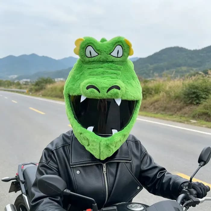 Housse de casque de moto intégral universelle en peluche amusante