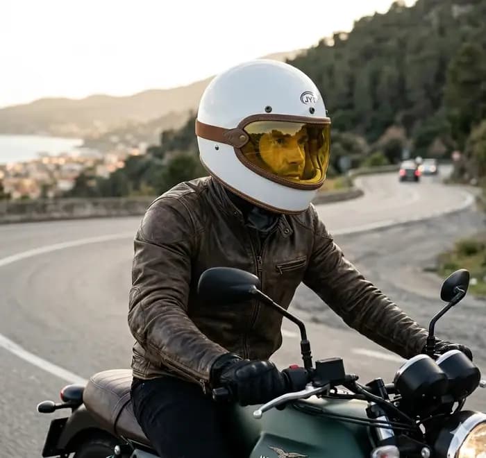 Casque de moto en fibre de verre intégral style vintage certifié DOT
