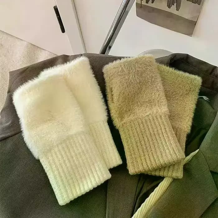 1 paire de gants demi-doigt chauds et résistants au froid pour femmes en automne et en hiver