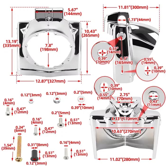 Accessoires de moto 7 ''couvercle de phare rond Nacelle Chrome ABS capot avant adapté pour Harley Touring Road King 2014-Up
