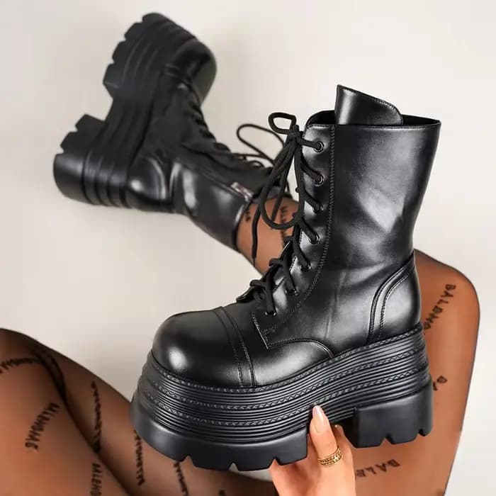 Bottes de moto à talons épais pour femmes