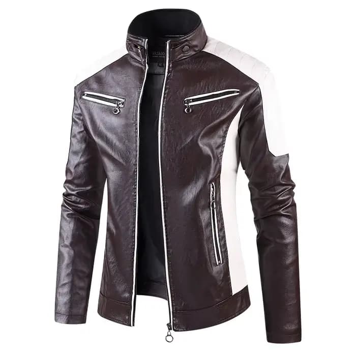 Veste en cuir Patchwork pour Moto
