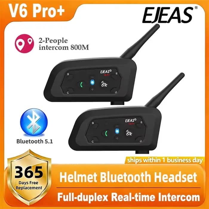 Casque de moto EJEAS V6 PRO+ avec interphone Bluetooth