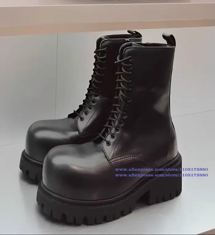 Bottes de moto noires à lacets pour hommes
