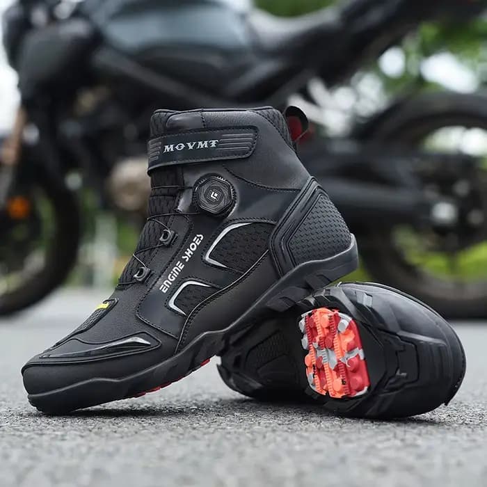 Nouvelles bottes de moto hommes en cuir Motos respirant anti-dérapant résistant à l'usure