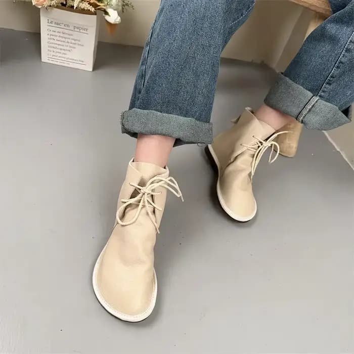 Birkuir bottines pour chaussures plates unisexes hommes et femmes bottes courtes à lacets en cuir véritable plat hiver