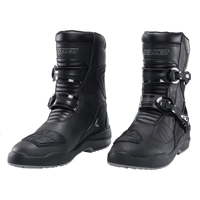 Bottes de moto en cuir de vachette rétro