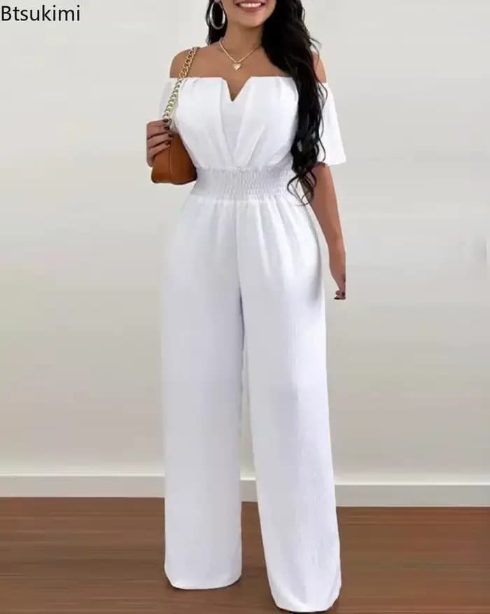 Combinaisons pour femmes 2026 – Nouvelle collection été, mode décontractée, épaules dénudées, manches courtes, jambes larges, combishorts sexy et élégants pour femmes, streetwear