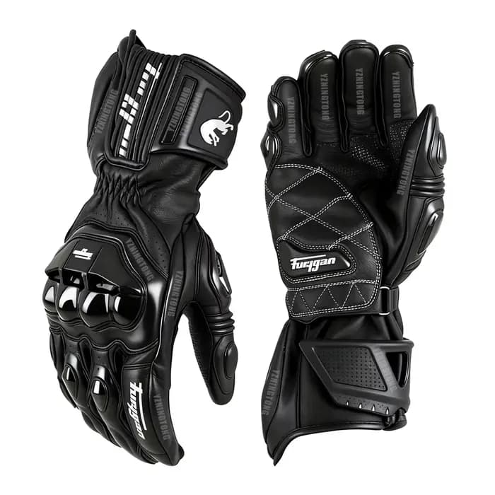 Gants de moto professionnels en cuir pour hommes