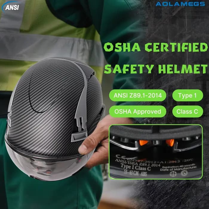 Casque de sécurité en fibre de carbone CE avec double visière