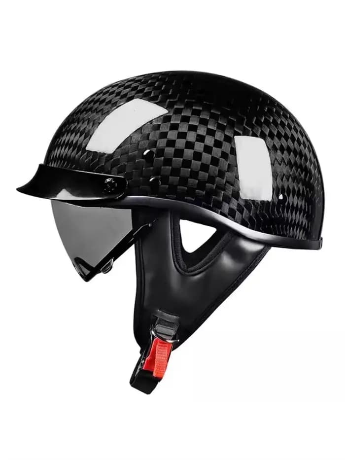 AD rétro casque en Fiber de carbone ultra-léger hommes croisière Moto demi-casque été