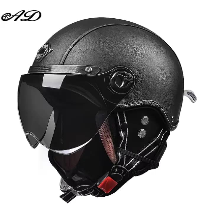 Casques de moto rétro AD avec visière Harley casque en cuir pour homme