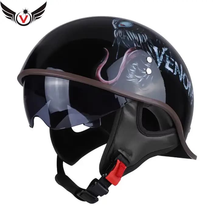 Demi-casque en V pour moto Harley