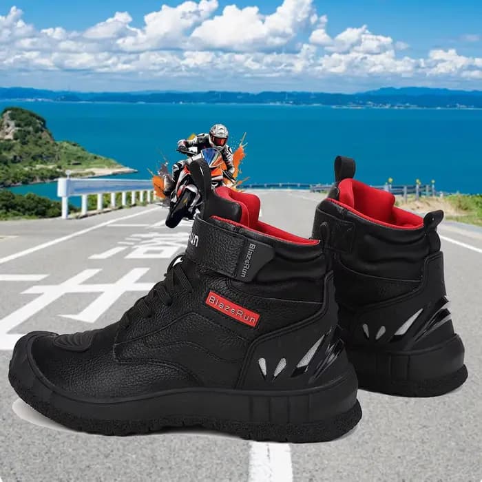 Bottes de moto en cuir pour hommes